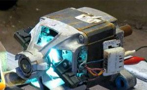 The washing machine motor is sparking