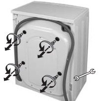 Remove the washing machine's transport bolts