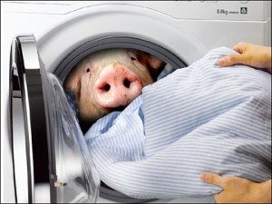 The washing machine smells.