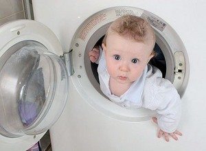 Child in a washing machine