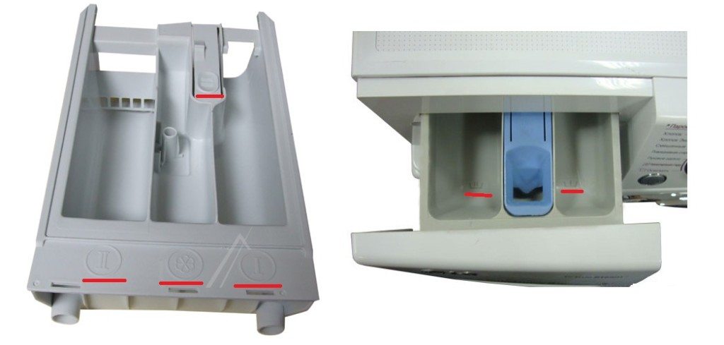 Where do I put the washing powder in the washing machine?