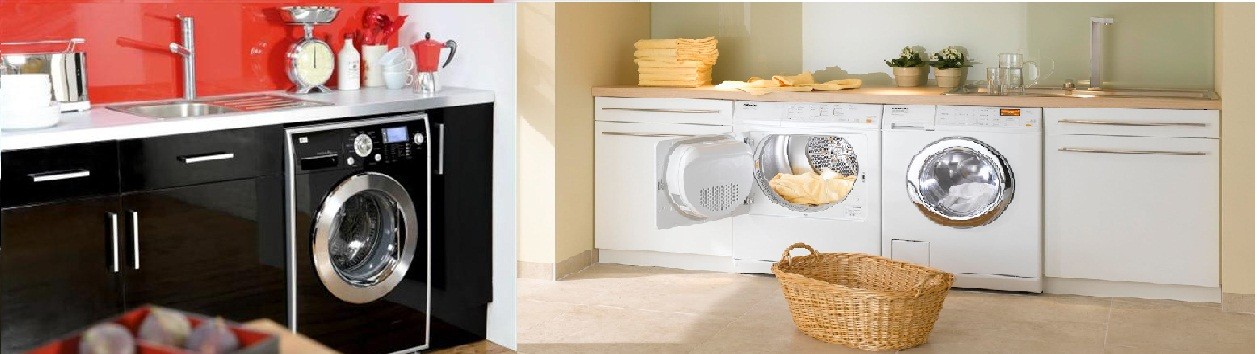 front-loading washing machine in the interior