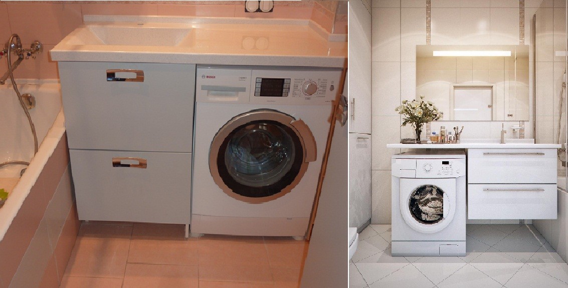 front-loading washing machine in the interior