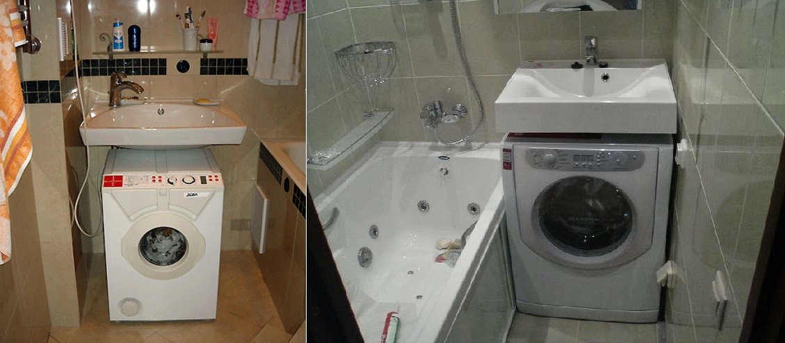 front-loading washing machine in the interior