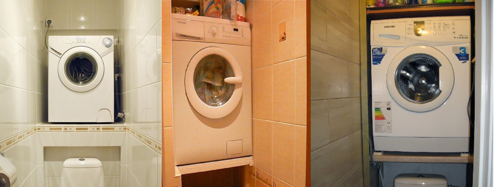 front-loading washing machine in the interior