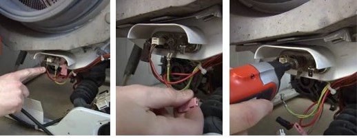 heating element behind the front of the washing machine