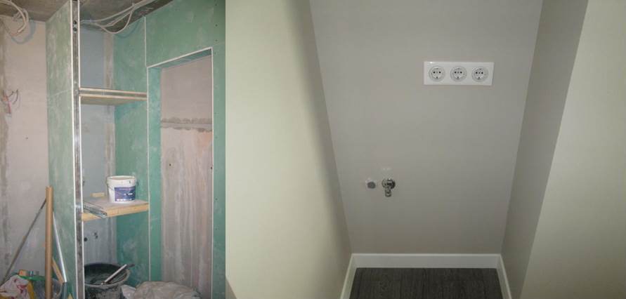 washing machine and dryer in a niche