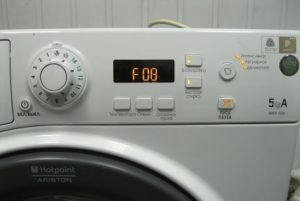 Error code F08 on a Hotpoint Ariston washing machine