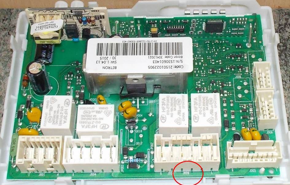 J9 connector on the Indesit board