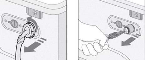 We take out the washing machine filter mesh