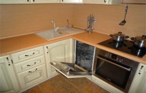 placement of the dishwasher next to the sink