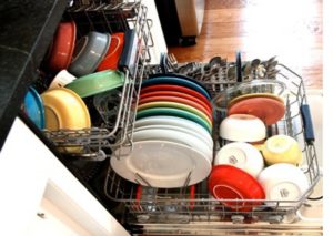 ceramic tableware in the dishwasher
