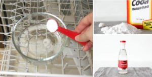 cleaning the dishwasher with soda