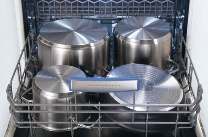washing a pan in a dishwasher