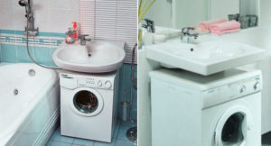 sink over the washing machine in the interior