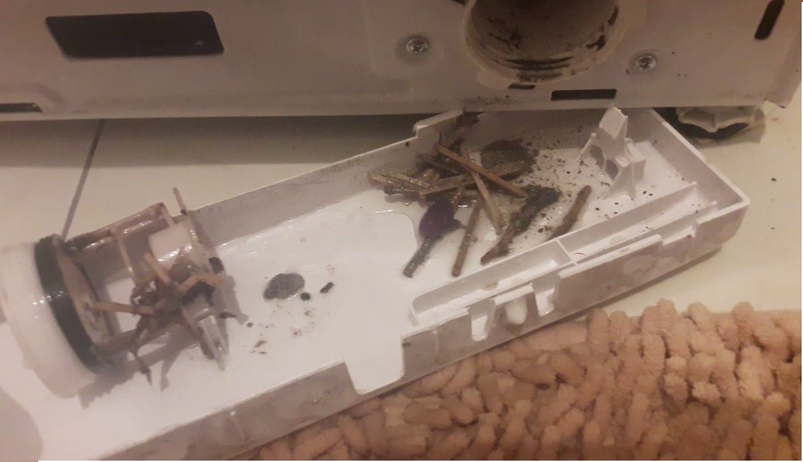 debris in the washing machine filter