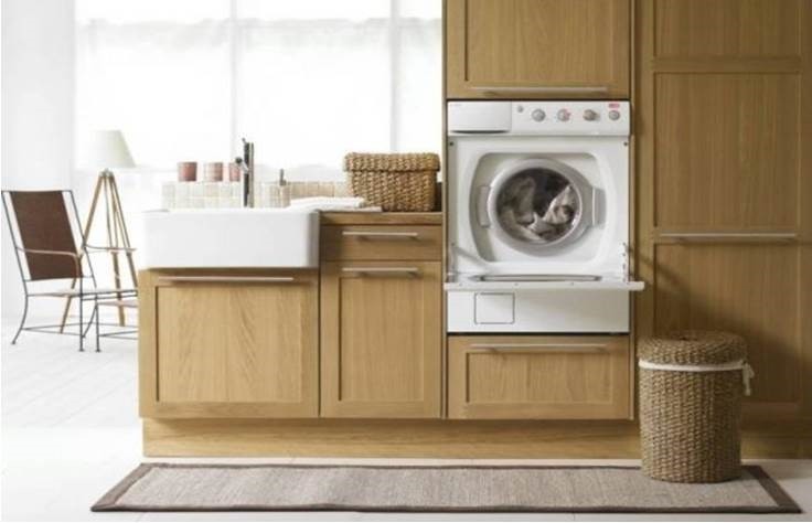 An unusual way to install a washing machine in the kitchen