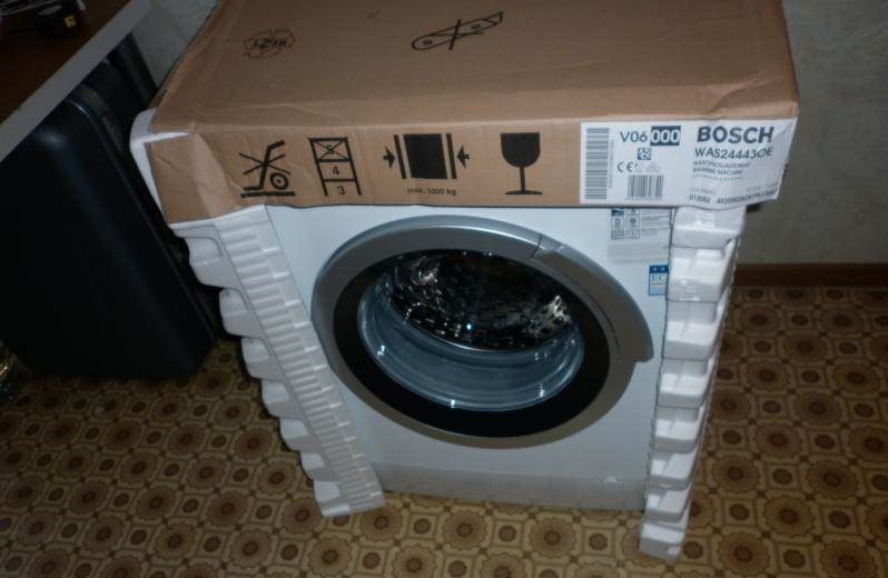 Even a washing machine out of the packaging may still have water inside.