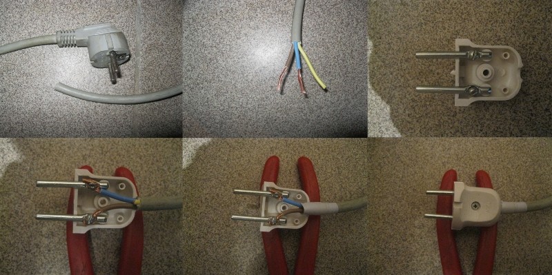 Replacing a European plug with a standard one