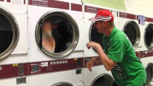 It's easier to wash a bunch of laundry at once in the laundromat