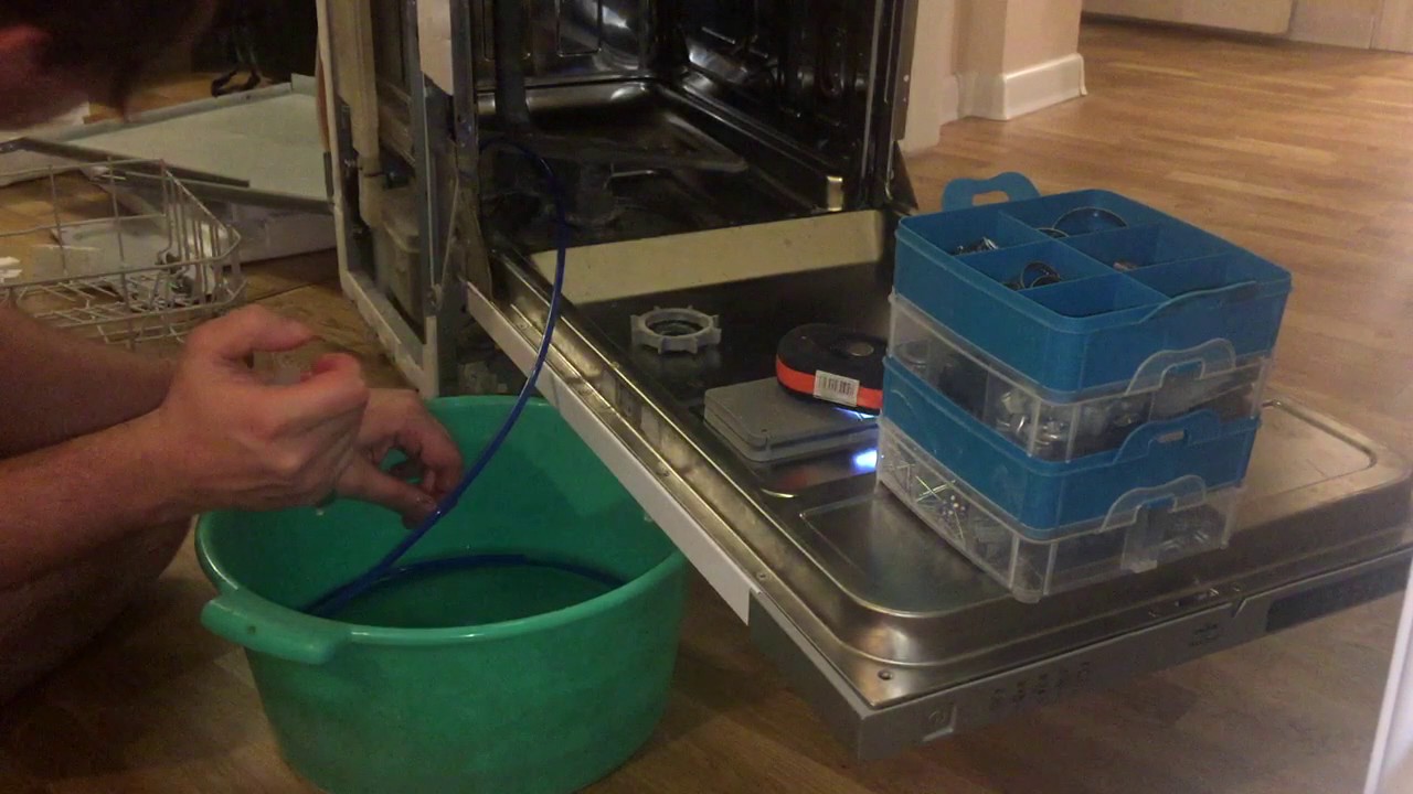 the dishwasher is full of dirty water