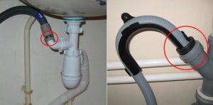 Check the reliability of the drain hose connection, point 2