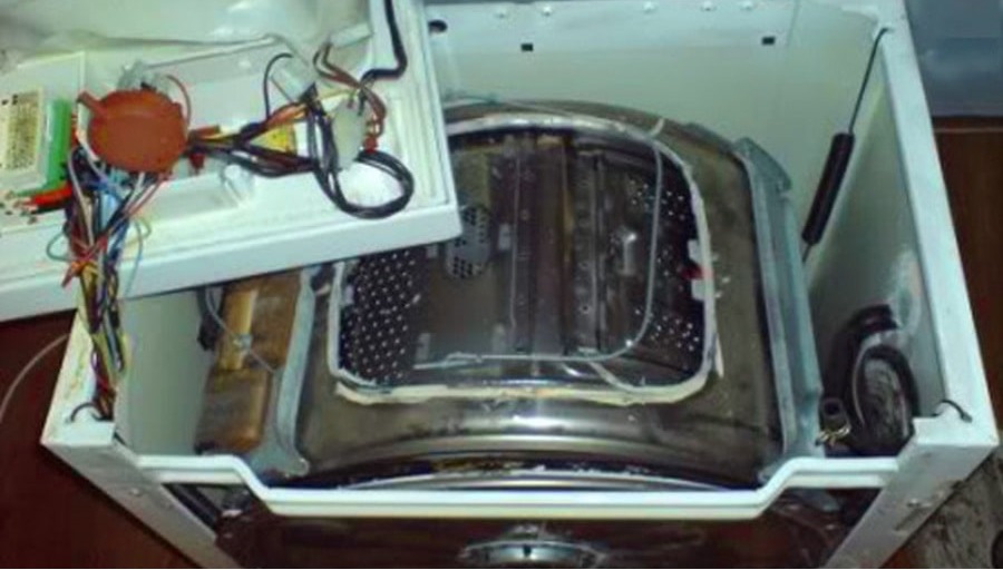 the process of disassembling the machine