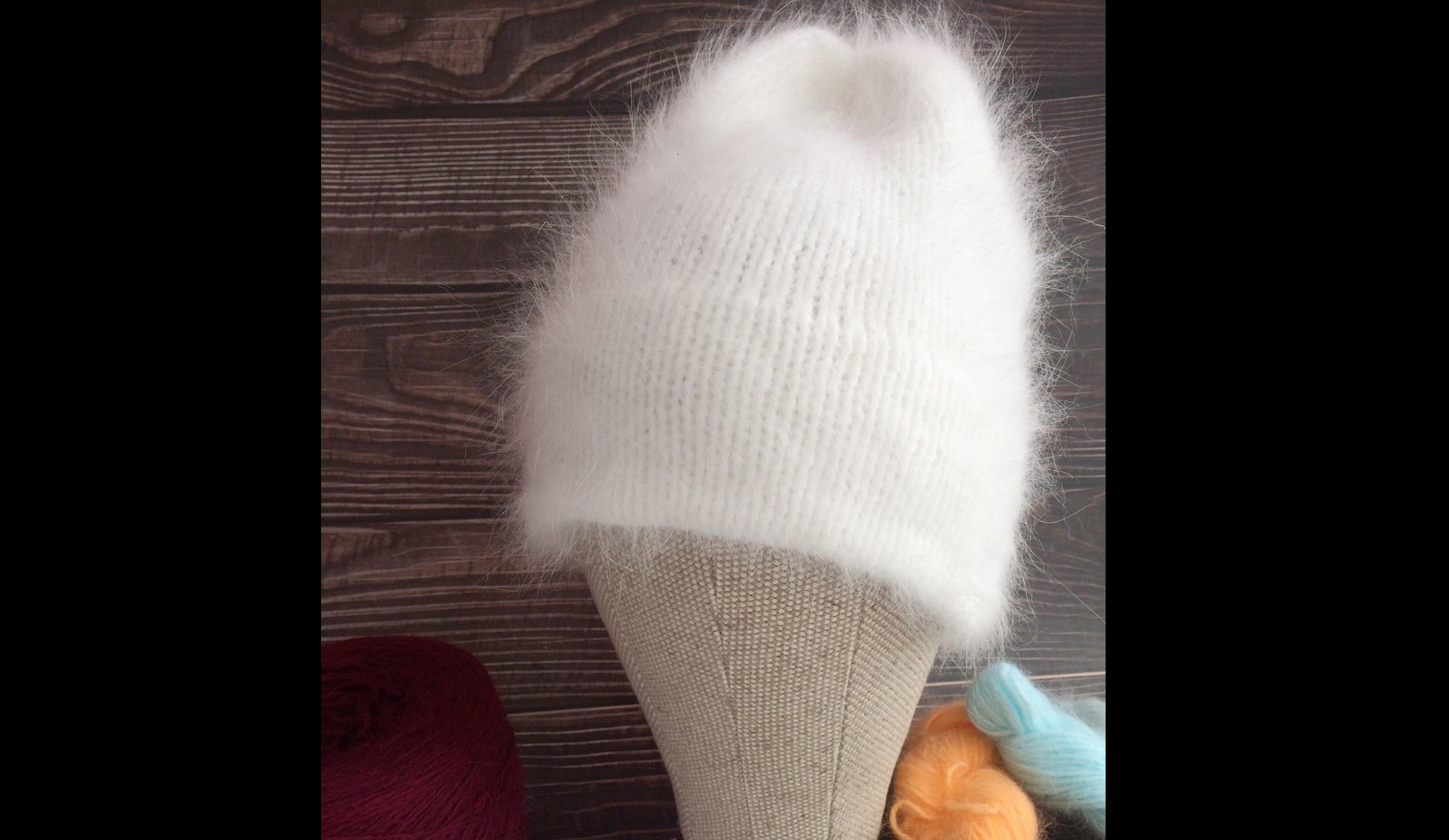 we stretch an angora hat over a form or jar