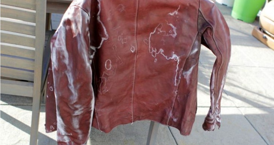 we treat the jacket with a soapy sponge