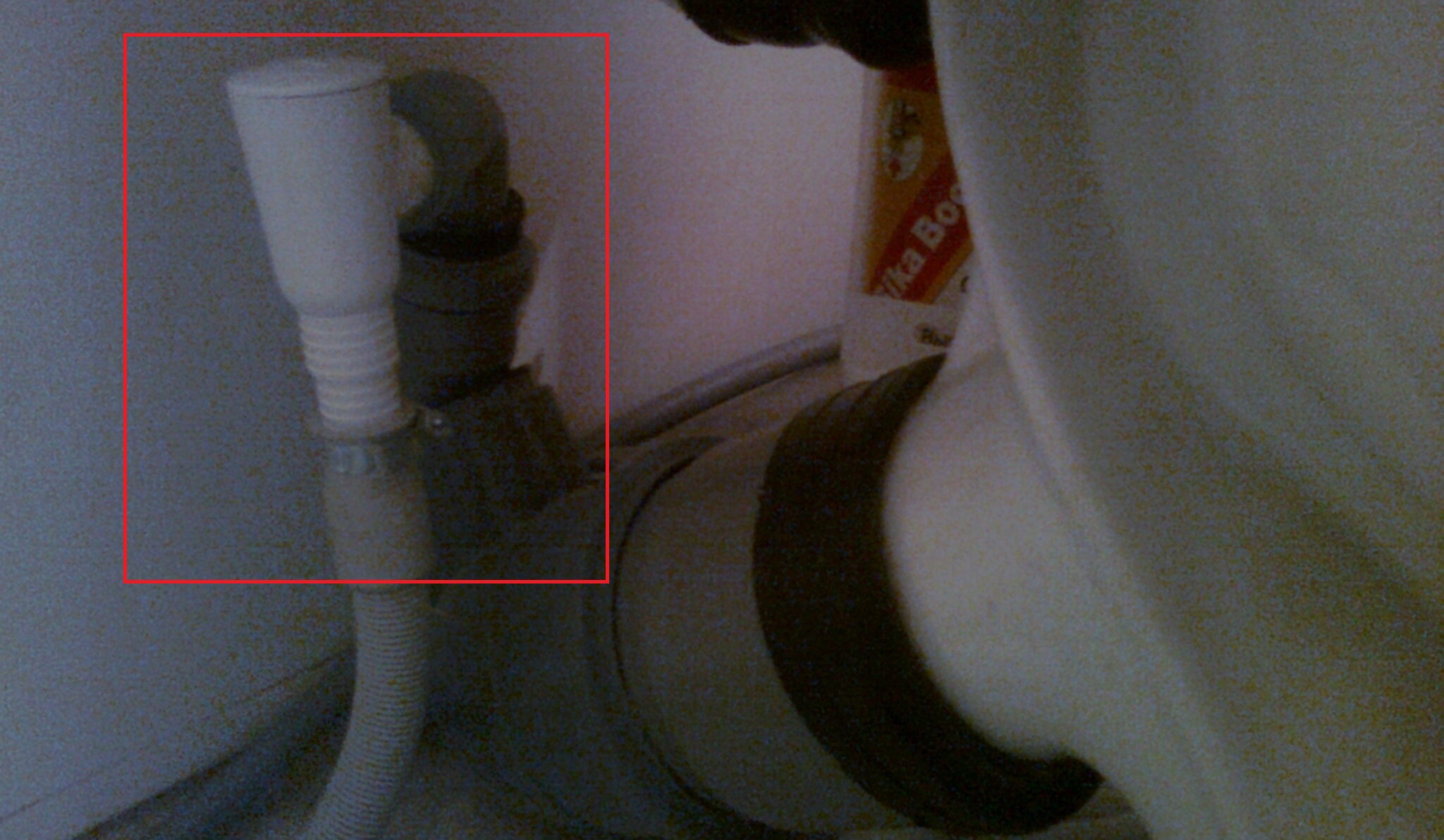 connection via a nipple and a siphon with a check valve