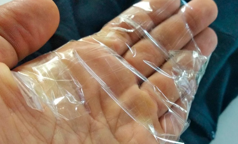 wrap the tape around your hand with the sticky side up