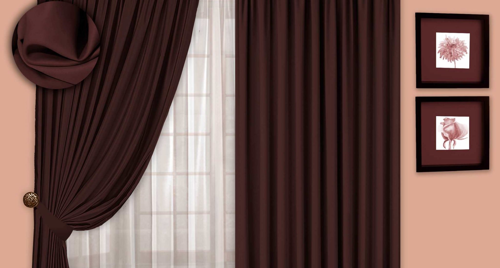 Thick blackout curtains do not let in light