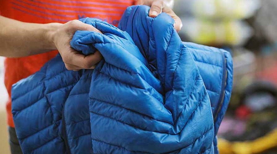 hand washing a down jacket