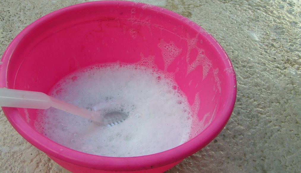 we foam the product in a basin