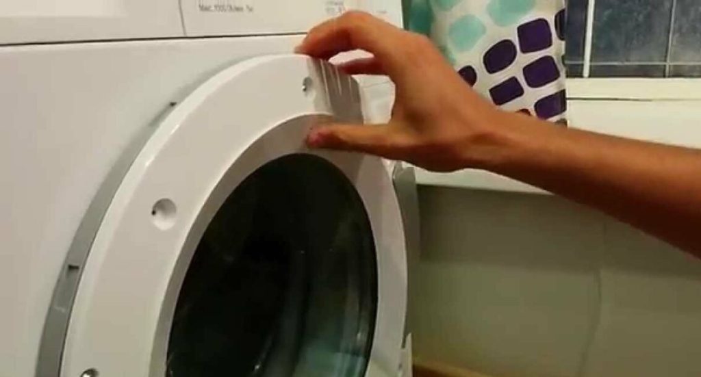 The Bosch washing machine door is locked.