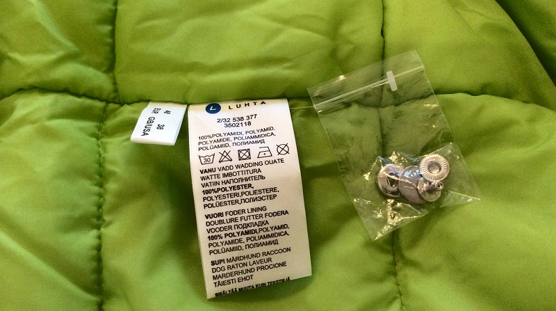 study the down jacket label