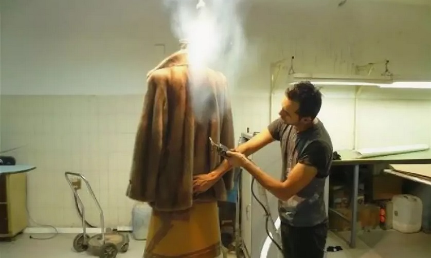 dry cleaning of a fur coat