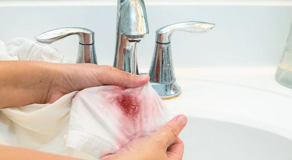 blood stains may dry immediately