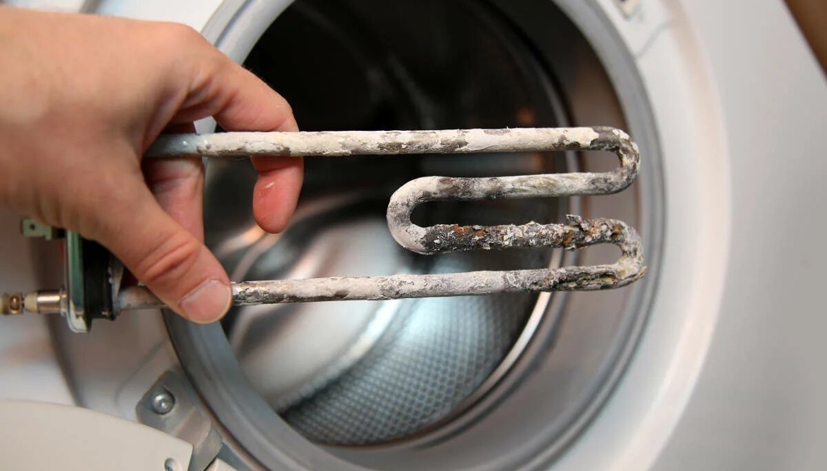 The heating element heats the water