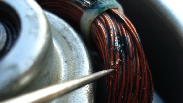 the motor winding broke down
