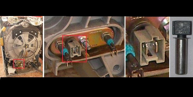 We find a thermistor in a Zanussi washing machine.