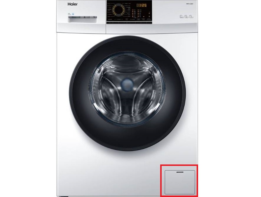 Where is the dust filter on a Haier washing machine?