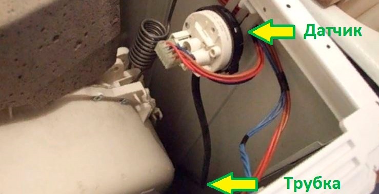 We find the pressure switch under the housing cover