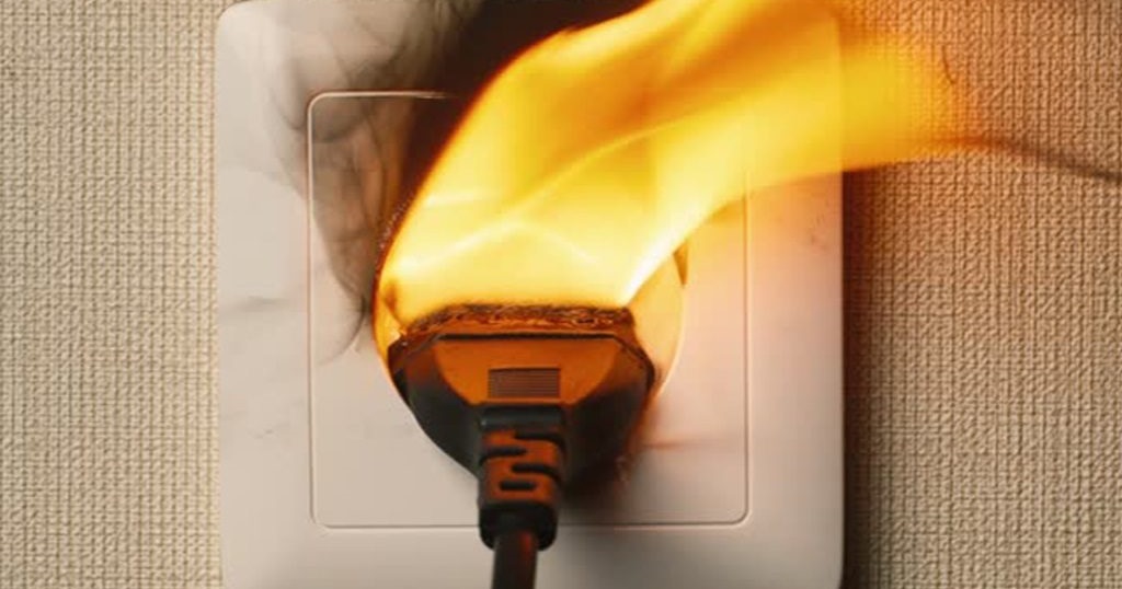 the socket caught fire