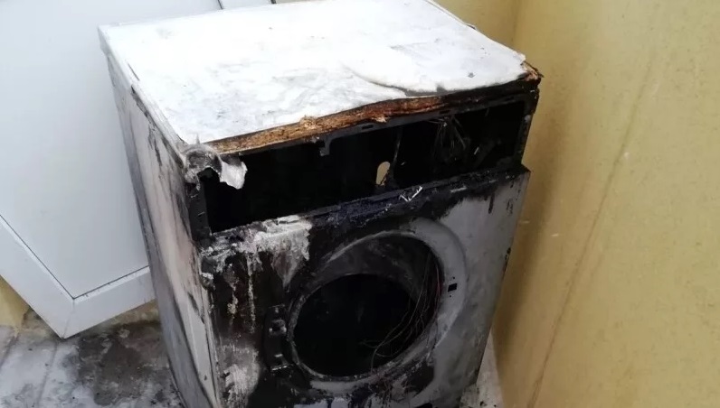 the washing machine caught fire