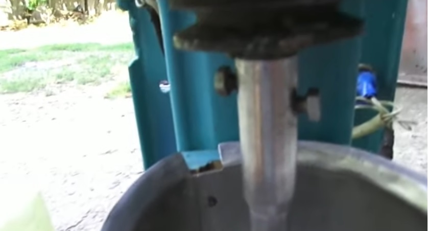 the disk is connected to the engine by a long shaft