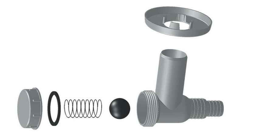 check valve device on the drain