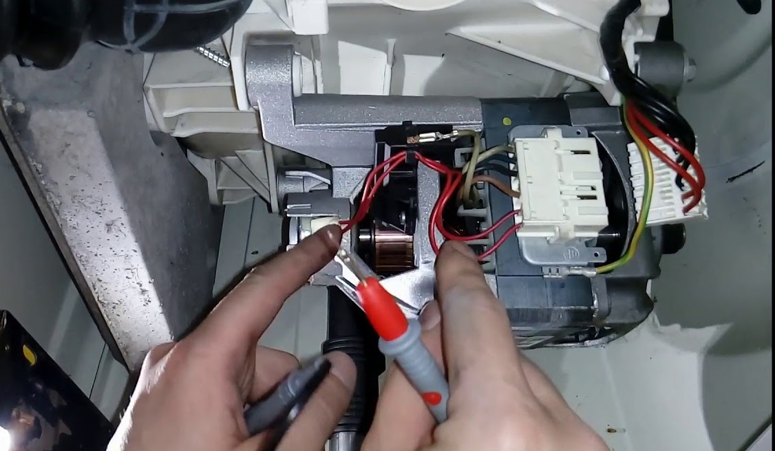 Where are the brushes located in a washing machine?