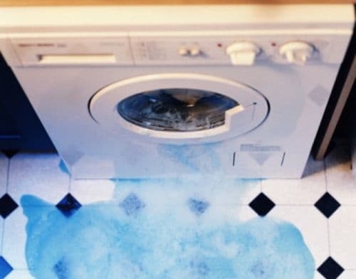 Water leaks from the washing machine during washing.