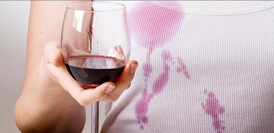 Steam helps remove wine stains